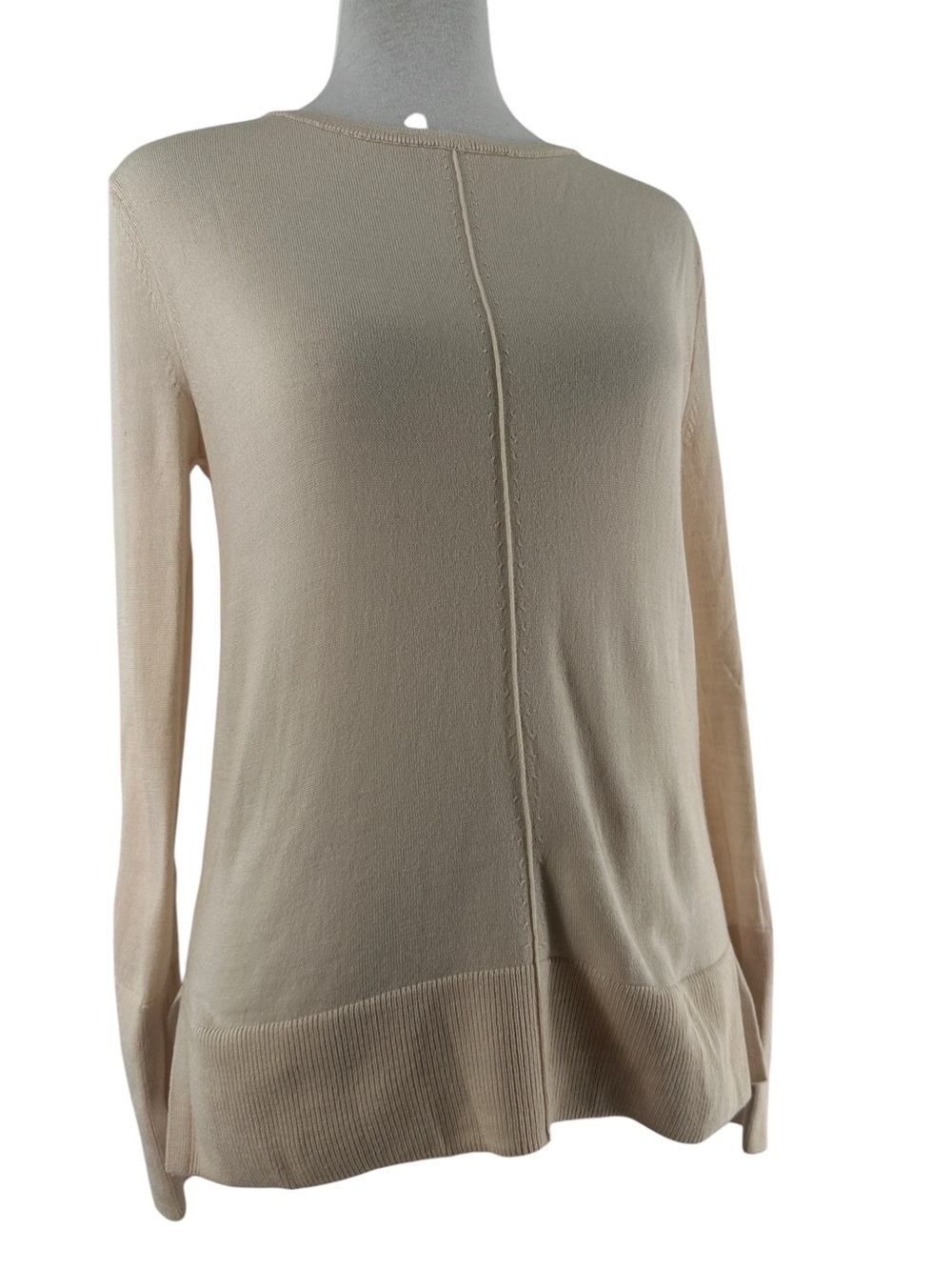 Banana Republic Lightweight knit Merino Crewneck Sweater cream preppy sz xs
